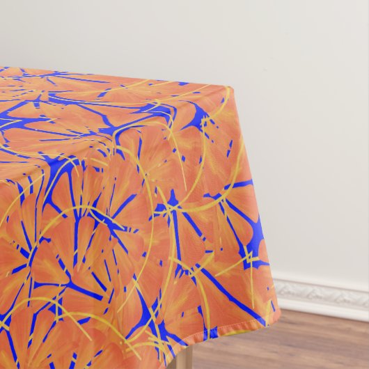 Royal Blue and Citrus Orange Tropical Art Design Tischdecke (Beispiel)
