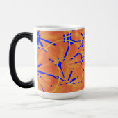 Royal Blue and Citrus Orange Tropical Art Design Verwandlungstasse (Links)