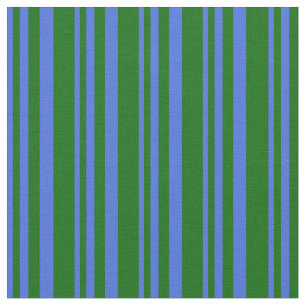 Royal Blue and Dark Green Colored Strired Pattern Stoff