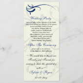 Royal Blue and Elfenbein Wedding Program Rack Card Programm (Rückseite)
