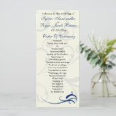 Royal Blue and Elfenbein Wedding Program Rack Card Programm (Stehend Vorderseite)