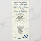 Royal Blue and Elfenbein Wedding Program Rack Card Programm (Vorderseite)