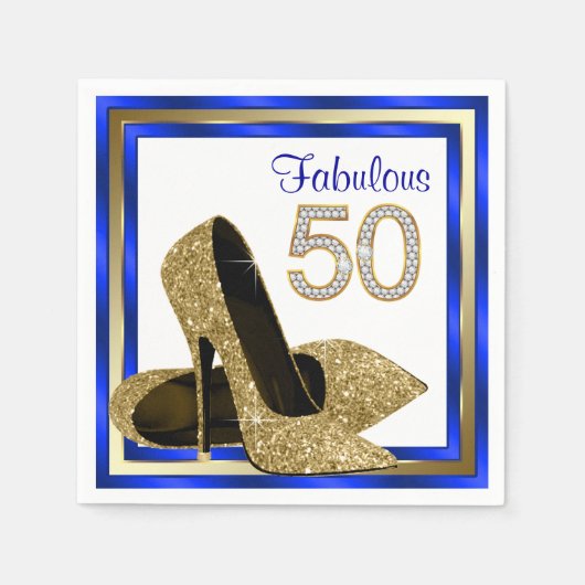 Royal Blue and Gold Birthday Party Serviette (Vorderseite)