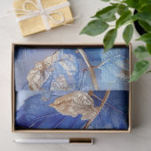 Royal Blue and Gold Botanic Tissue Paper Seidenpapier (Geschenk)