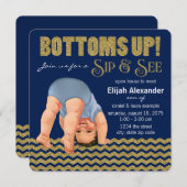 Royal Blue and Gold Boys Sip and See Einladung (Vorne/Hinten)