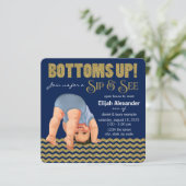 Royal Blue and Gold Boys Sip and See Einladung (Stehend Vorderseite)