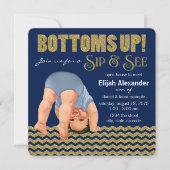 Royal Blue and Gold Boys Sip and See Einladung (Vorderseite)