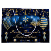 Royal Blue and Gold Christmas Baubles Sweet 16 Große Geschenktüte (Rückseite)