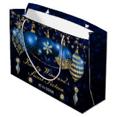 Royal Blue and Gold Christmas Baubles Sweet 16 Große Geschenktüte (Rückseite Schrägansicht)
