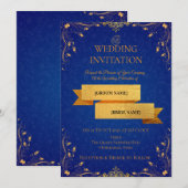 Royal Blue and Gold Corner Wedding Invitation | Einladung (Vorne/Hinten)