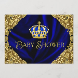 Royal Blue and Gold Crown Baby Dusche Einladung