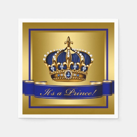 Royal Blue and Gold Crown Baby Dusche Serviette (Vorderseite)