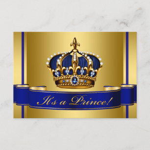 Royal Blue and Gold Crown Prince Baby Dusche Einladung