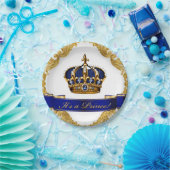 Royal Blue and Gold Crown Prince Baby Dusche Pappteller (Party)