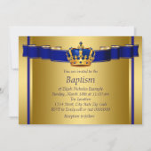 Royal Blue and Gold Crown Prince Taufe Einladung (Rückseite)