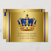 Royal Blue and Gold Crown Prince Taufe Einladung (Vorne/Hinten)