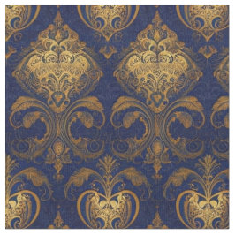 Royal Blue and Gold Damask Design Stoff
