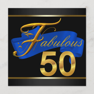 Royal Blue and Gold Fantastische 50. Geburtstagspa Einladung