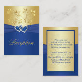 Royal Blue and Gold Floral Enclosure Card Begleitkarte (Vorne/Hinten)