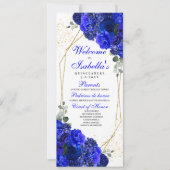 Royal Blue and Gold Floral Quinceanera Programm (Vorderseite)