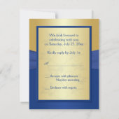 Royal Blue and Gold Floral Repcard RSVP Karte (Rückseite)