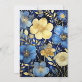 Royal Blue and Gold Floral Wedding Einladung (Rückseite)
