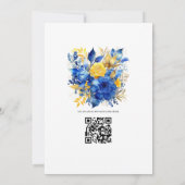 Royal Blue and Gold Floral Wedding Einladung (Rückseite)