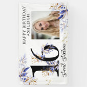 Royal Blue and Gold Foliage Sweet 16 Foto Banner (Vertikal)