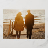 Royal Blue and Gold Foto Wedding Save the Date Folieneinladung (Rückseite)