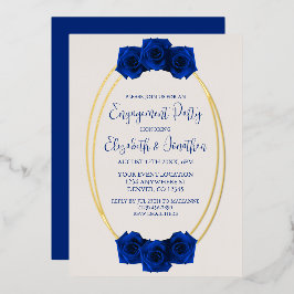 Royal Blue and Gold Geometric Engagement Party Folieneinladung