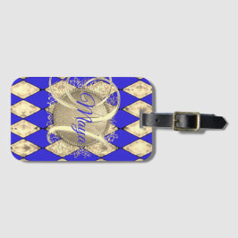 Royal Blue and Gold Glam Monogram Gepäckanhänger