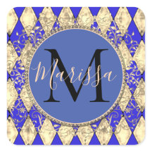 Royal Blue and Gold Glam Monogram