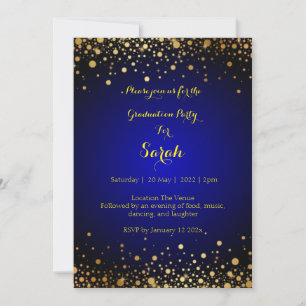 Royal Blue and Gold Graduation Party Einladung