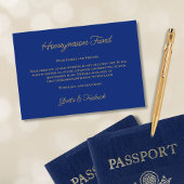 Royal Blue and Gold Honeymoon Fund Request Begleitkarte