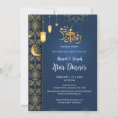 Royal Blue and Gold Islamic Floral Geometric Iftar Einladung (Vorderseite)
