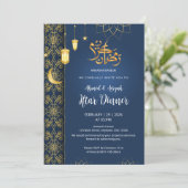 Royal Blue and Gold Islamic Floral Geometric Iftar Einladung (Stehend Vorderseite)