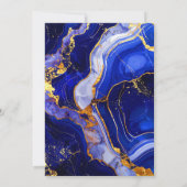 Royal Blue and Gold Marble Agate Birthday Party Einladung (Rückseite)
