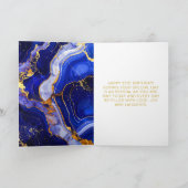 Royal Blue and Gold Marble Agate Birthday Party Karte (Innenseite)
