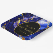 Royal Blue and Gold Marble Agate Birthday Party Pappteller (Gewinkelt)