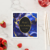 Royal Blue and Gold Marble Agate Birthday Party Serviette (Beispiel)