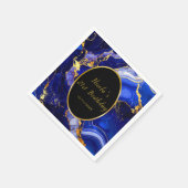Royal Blue and Gold Marble Agate Birthday Party Serviette (Ecke)