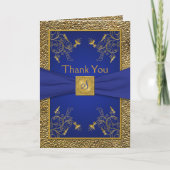 Royal Blue and Gold Mit Monogramm Dankeschön Card Dankeskarte (Vorderseite)