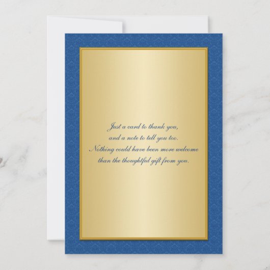 Royal Blue and Gold Monogram Dankeschön Card Dankeskarte (Rückseite)