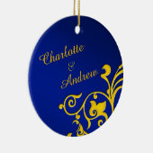 Royal Blue and Gold Personalisiert Names Keramik Ornament (Rechts)