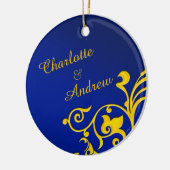 Royal Blue and Gold Personalisiert Names Keramik Ornament (Links)