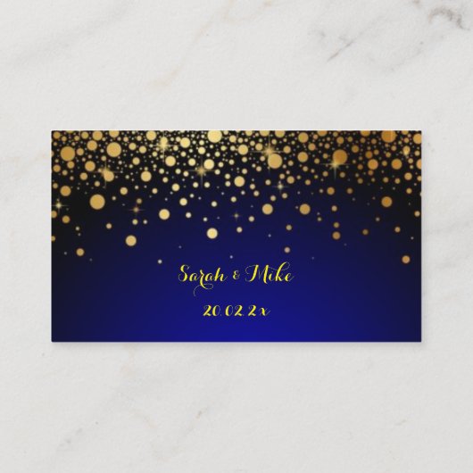 Royal Blue and Gold Popular Wedding Card Platzkarte (Rückseite)