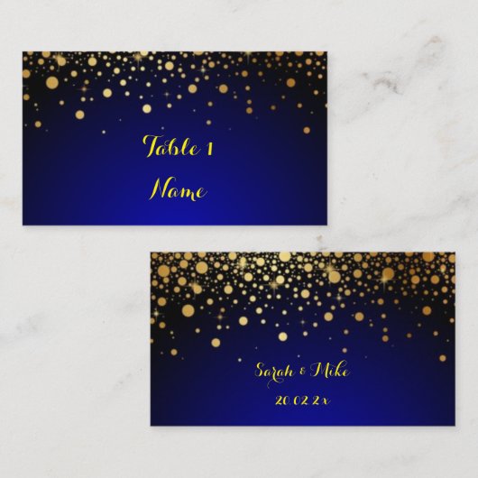 Royal Blue and Gold Popular Wedding Card Platzkarte (Vorne/Hinten)