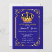 Royal Blue and Gold Prince Baby Dusche Einladung (Vorderseite)