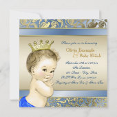 Royal Blue and Gold Prince Baby Dusche Einladung (Rückseite)