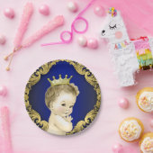 Royal Blue and Gold Prince Baby Dusche Pappteller (Party)